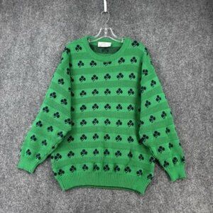 Quill’s Woolen Market Ireland Green Shamrock Sweater Men’s Large Fisherman
